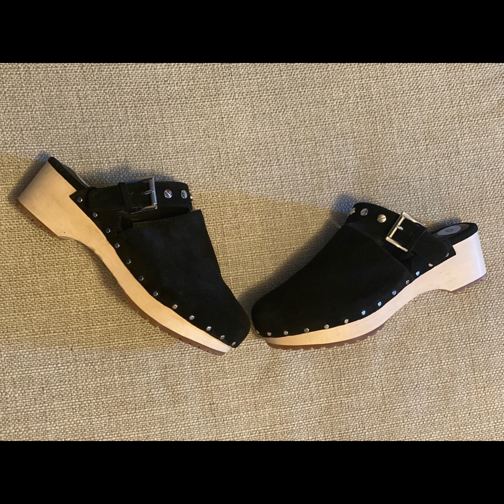 Rebecca Minkoff Black Suede + Cleo Clogs